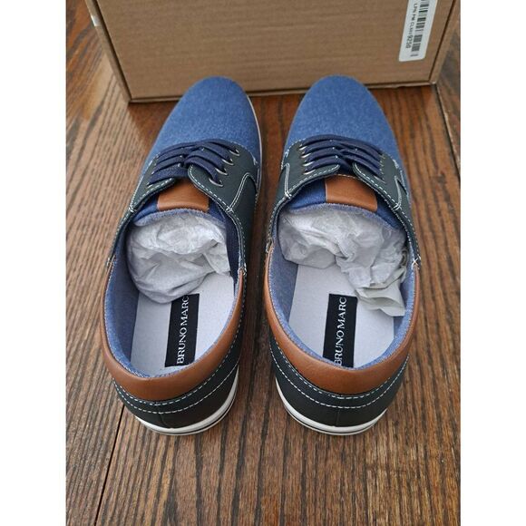 New 11 Bruno Marc Rivera01 Blue Brown Oxfords Shoes Sneakers Business Casual - Picture 10 of 11